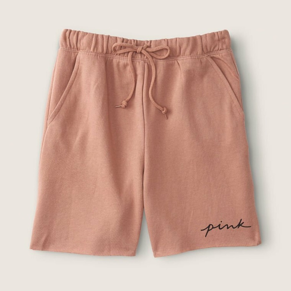 Victoria's Secret PINK Graphic Logo Fleece Lounge Dad Shorts
